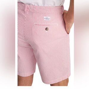 Vineyard Vines Men 38‎ Club Shorts Red & White Seersucker Stripe Preppy Nautical